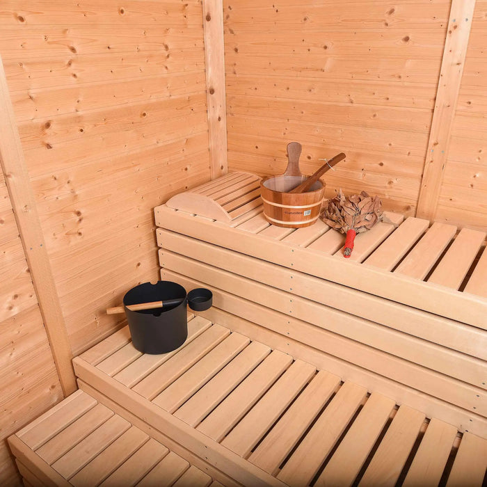 4 Person Traditional Outdoor Sauna with Lounge Room