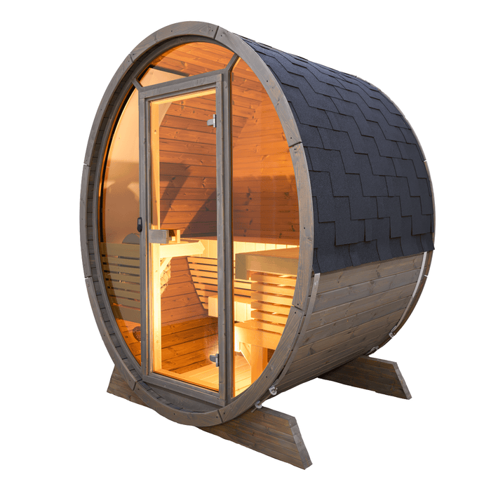 SaunaSupply KLAABU Deluxe Thermowood Outdoor Barrel Sauna - 4 People