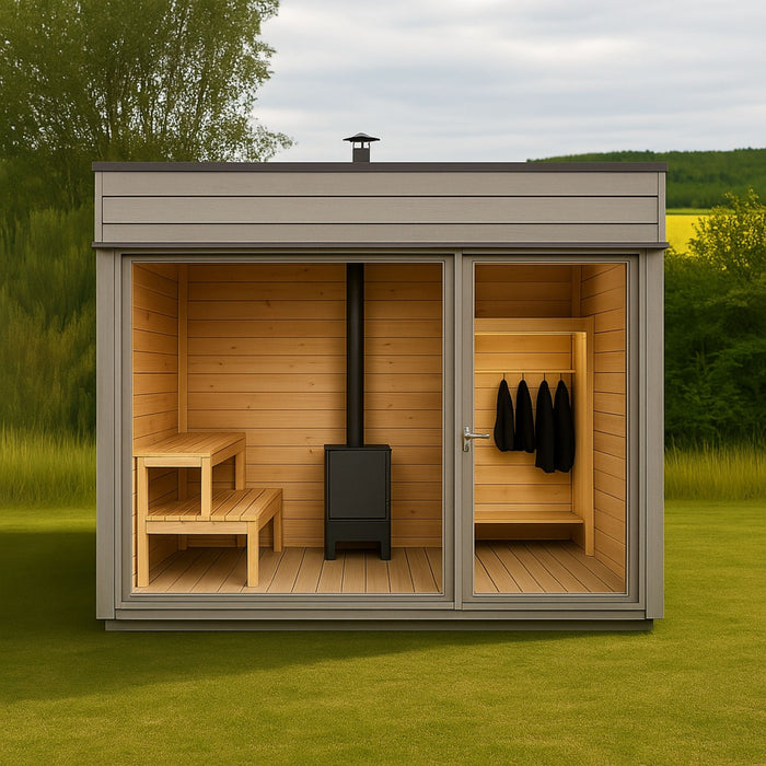 4 Person Outdoor Sauna Cube with Shower and Changing Room