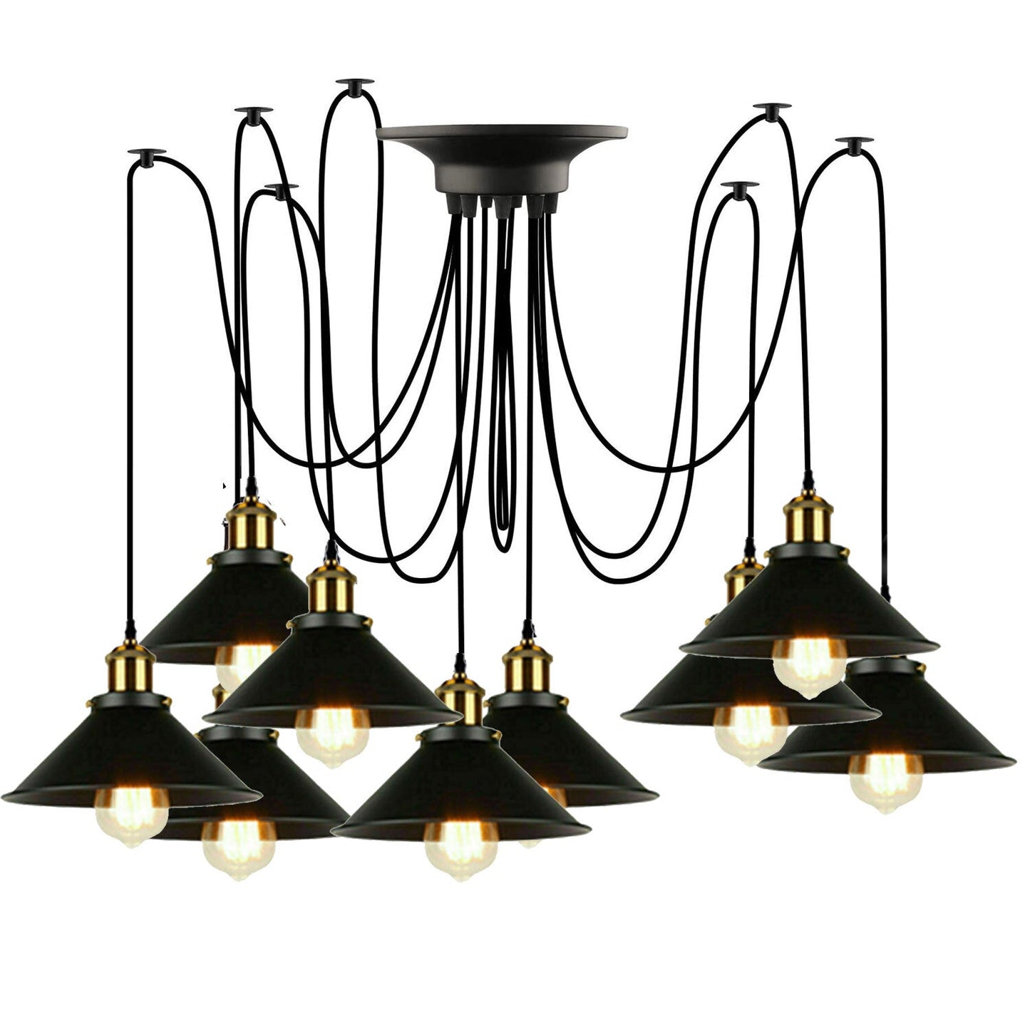 9-Light Spider Pendant Chandelier | E27 Industrial Lighting ~6668