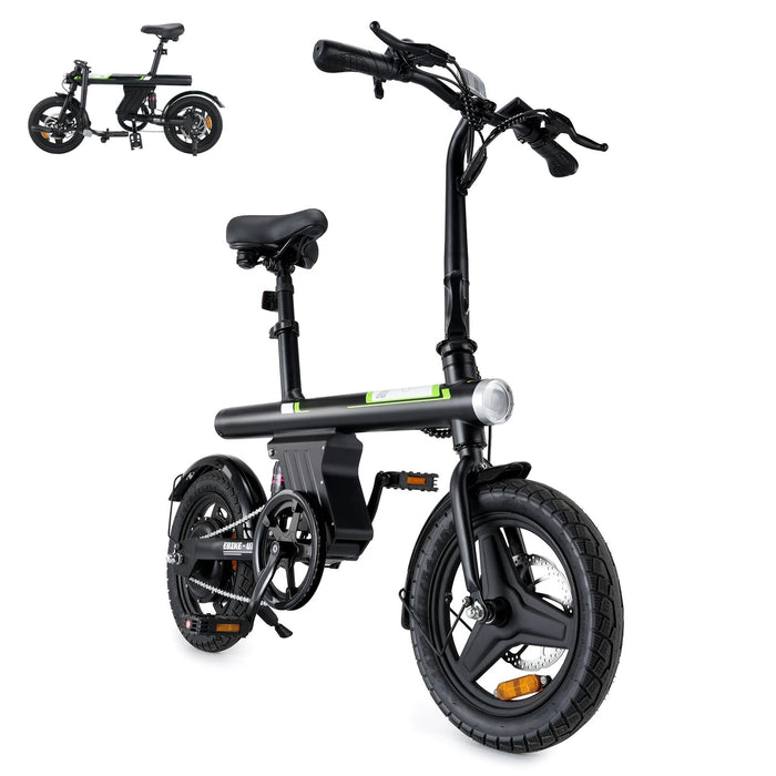 isinwheel U1 36V Electric Bike with 250W Motor, 14-inch Tires, 35-45KM Range – Black