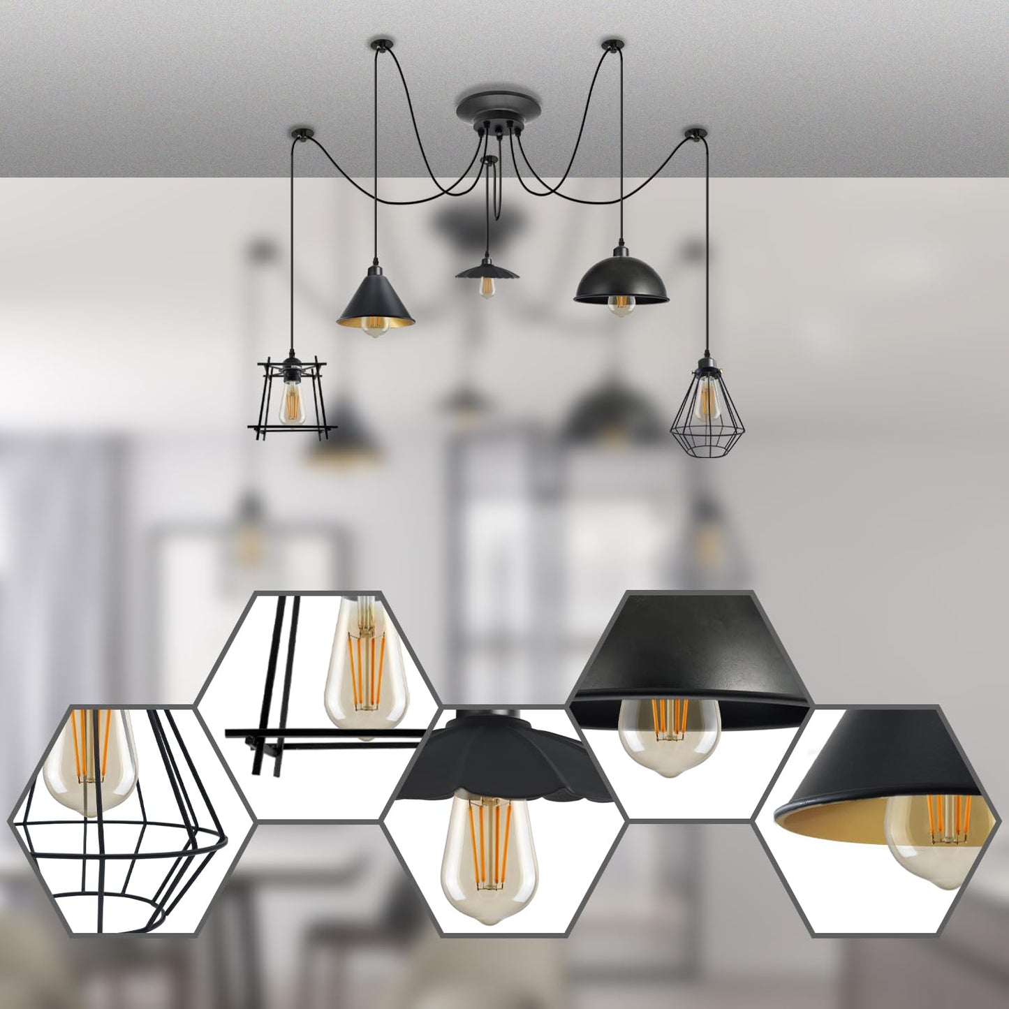 Adjustable Height Metal Cage Pendant Light ~6299