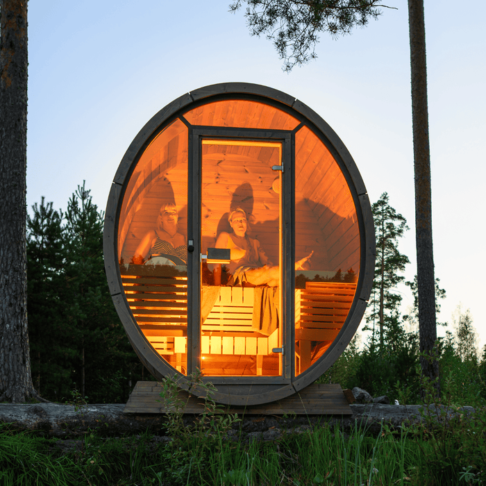 SaunaSupply KLAABU Deluxe Thermowood Outdoor Barrel Sauna - 4 People