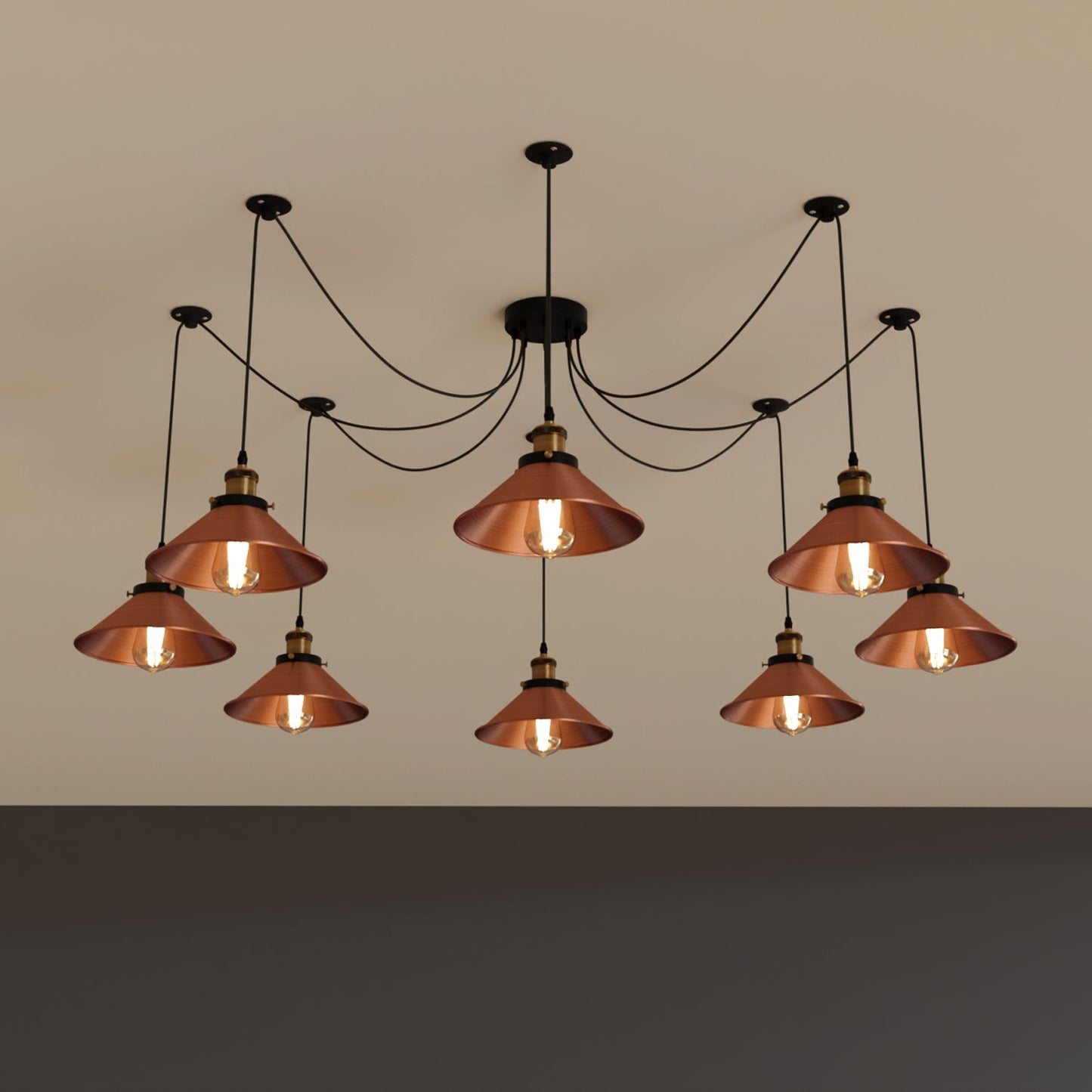 8-Way Spider Light Cone Shade Pendant Light~5136