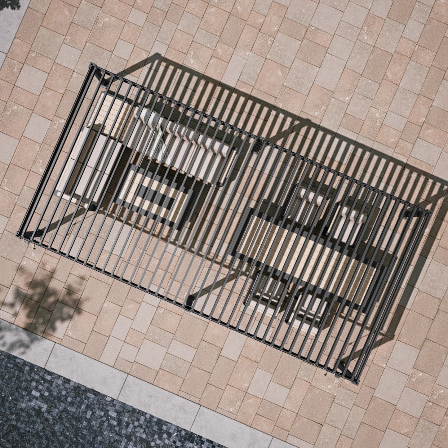 Mirador Pergola — 10'×20' | Charcoal & Latte