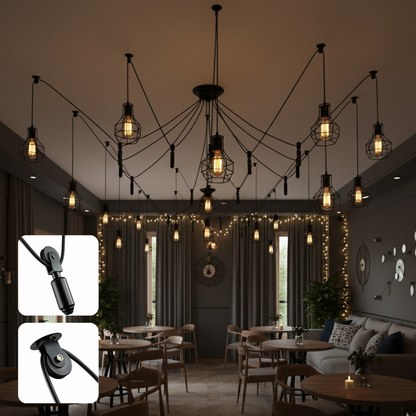 Industrial  8 Light Spider Pendant Light ~6408
