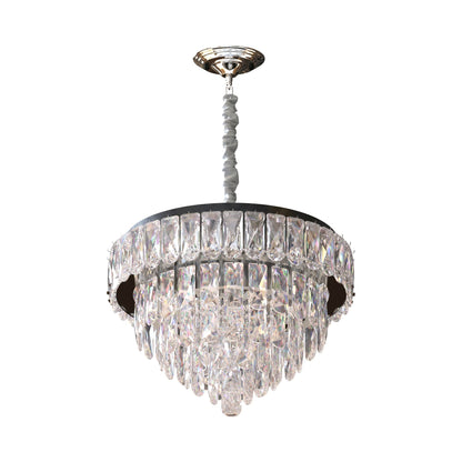 Modern Crystal Glass Layer Black Cord Chandelier Round Ceiling Light ~5425