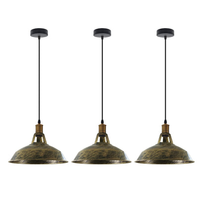 Retro Lustre Suspension Industrielle Plafonnier Abat-jour en métal 3PCS