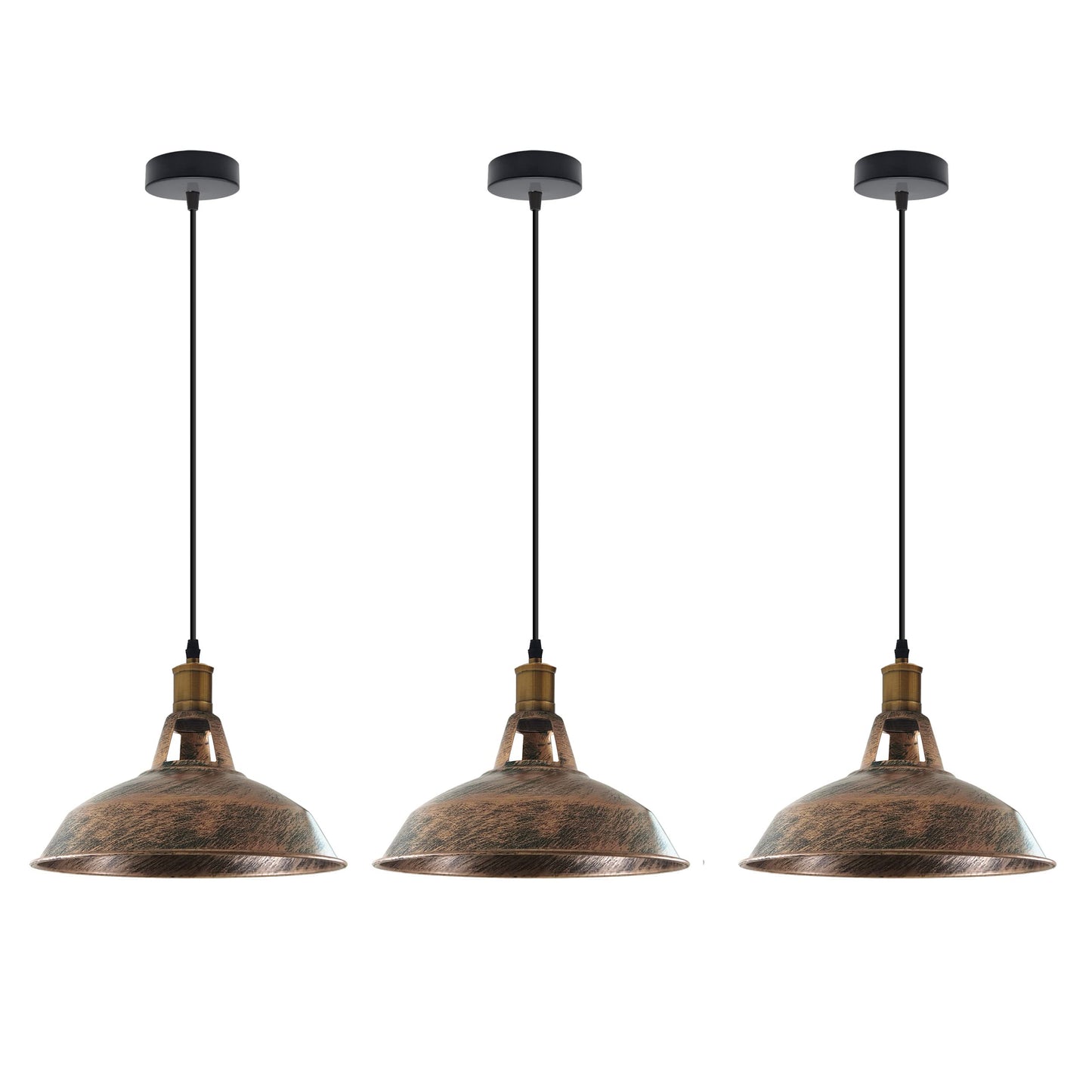 Retro Lustre Suspension Industrielle Plafonnier Abat-jour en métal 3PCS