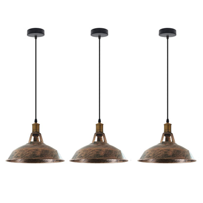 Retro Lustre Suspension Industrielle Plafonnier Abat-jour en métal 3PCS