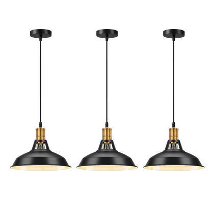 Retro Lustre Suspension Industrielle Plafonnier Abat-jour en métal 3PCS