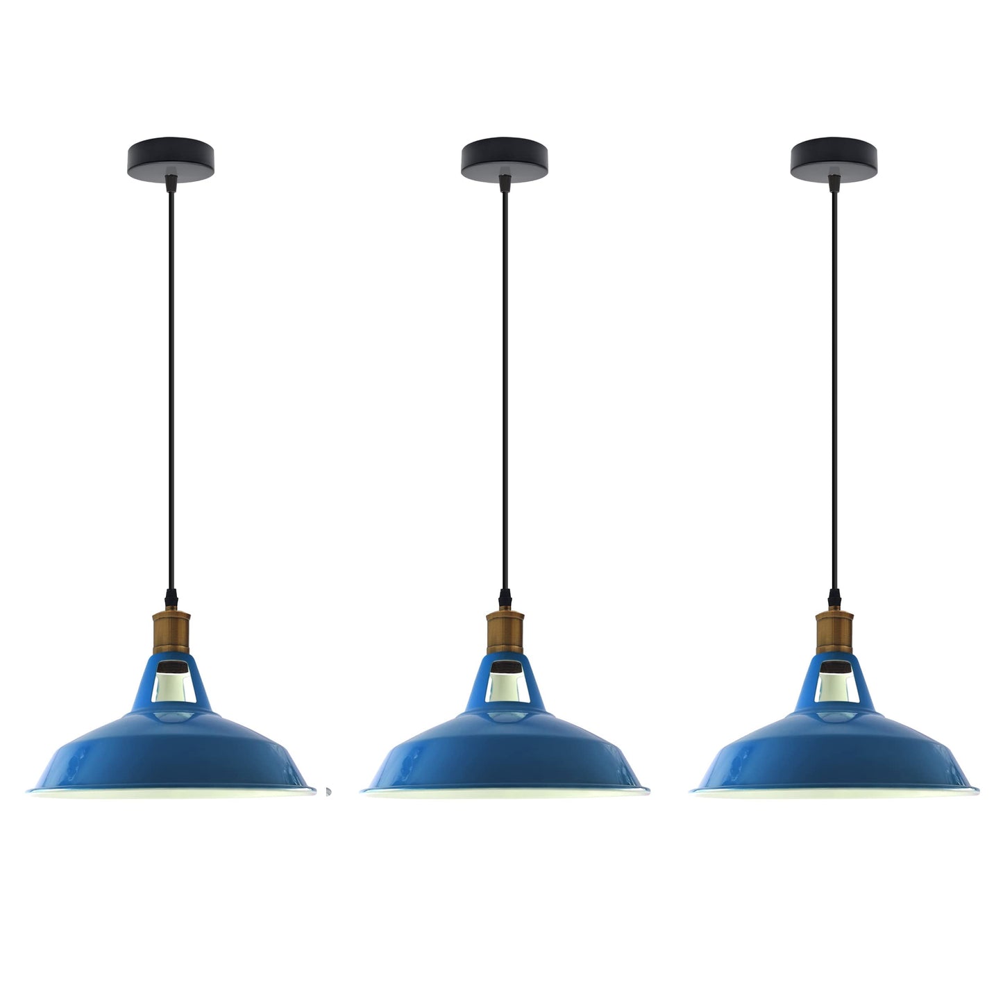 Retro Lustre Suspension Industrielle Plafonnier Abat-jour en métal 3PCS