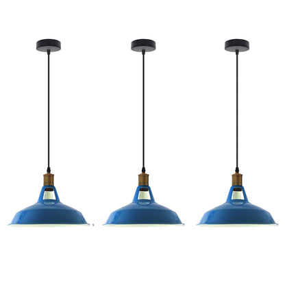 Retro Lustre Suspension Industrielle Plafonnier Abat-jour en métal 3PCS