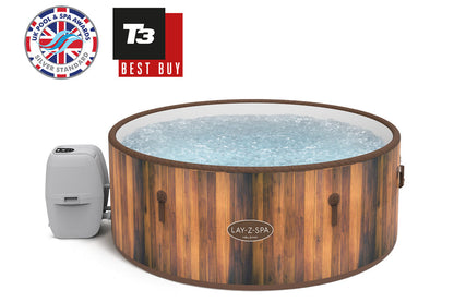 Lay-Z-Spa Helsinki AirJet Nordic wood-look hot tub front view