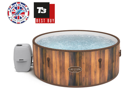 Lay-Z-Spa Helsinki AirJet Nordic wood-look hot tub front view