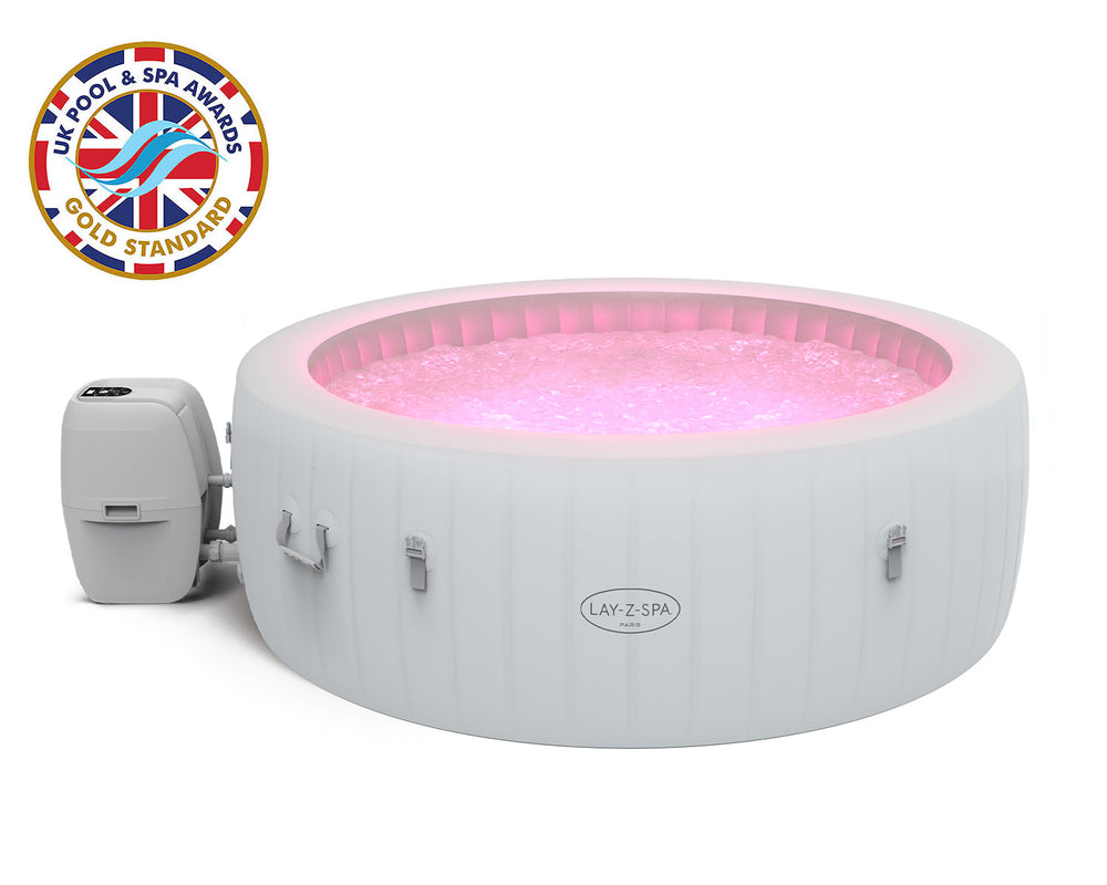 Lay-Z-Spa Paris AirJet inflatable hot tub with LED lighting