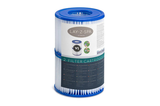 Official Lay-Z-Spa Filter Cartridge 2 Pack - front view of Bestway VI hot tub filters