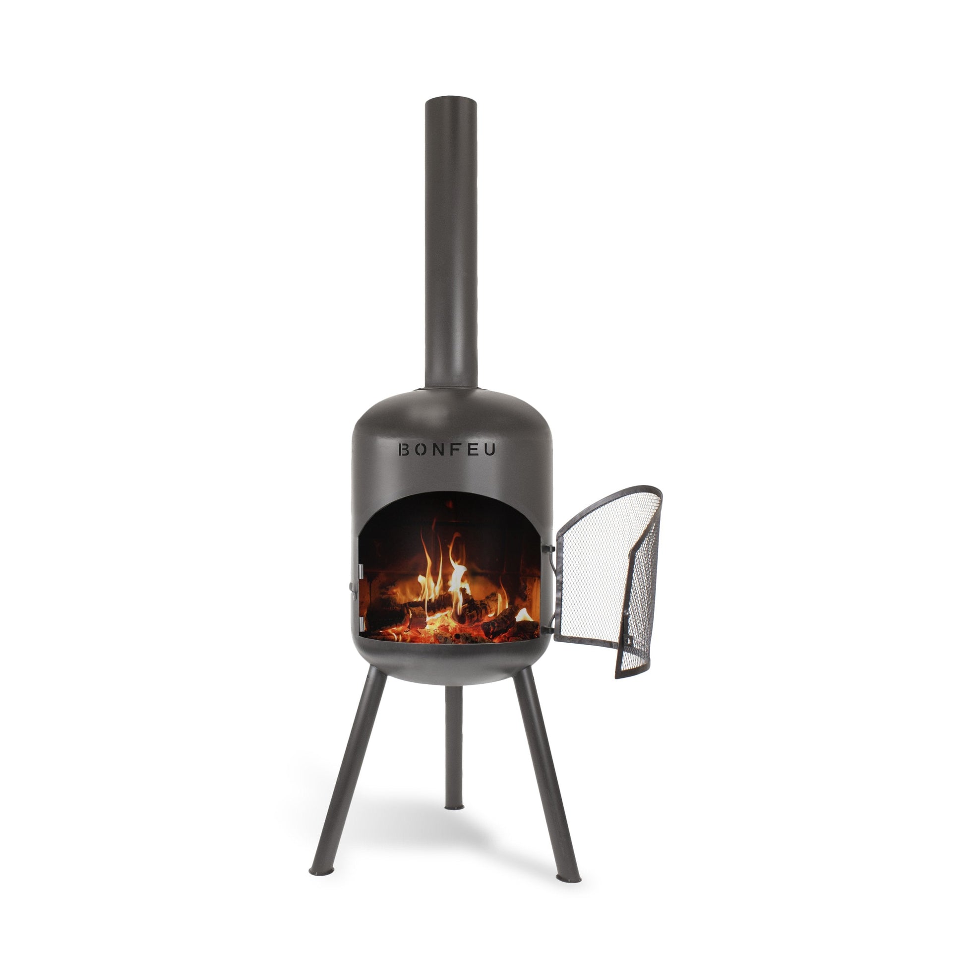 BonFeu BonBono steel fire pit with open flame