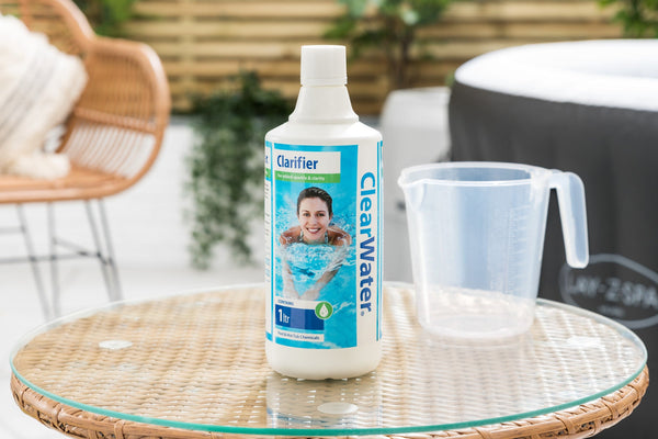 ClearWater Water Clarifier being used to treat cloudy hot tub water