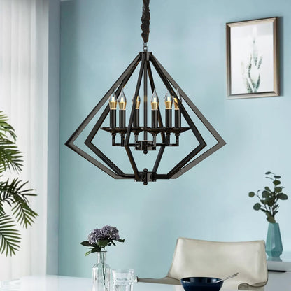 Diamond 6-Light Brushed Nickel Chandelier And Pendant Lights ~ 4624