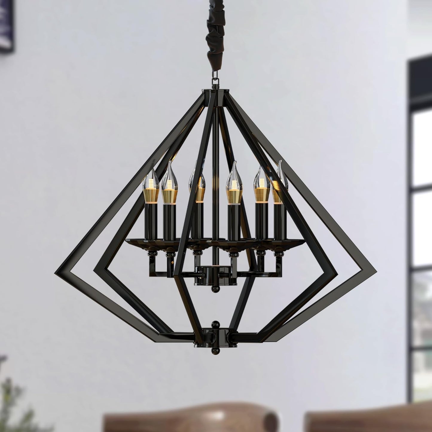 Diamond 6-Light Brushed Nickel Chandelier And Pendant Lights ~ 4624
