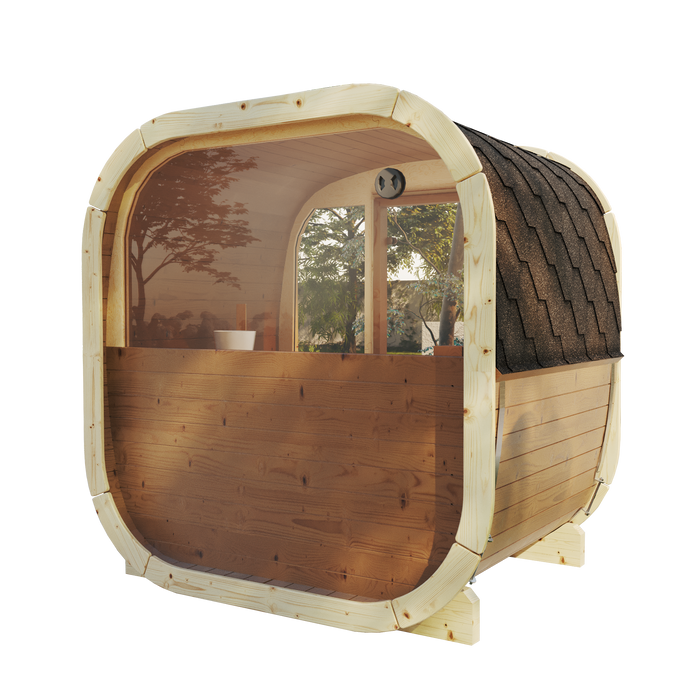 SaunaSupply EKE 160 Black Edition Thermowood Outdoor Cube Sauna - 3/4 Person