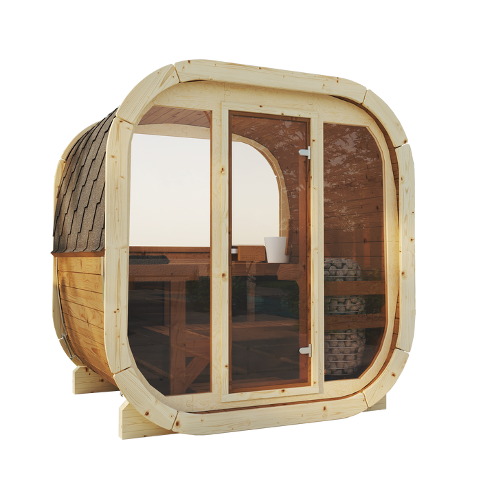 SaunaSupply EKE 160 Black Edition Thermowood Outdoor Cube Sauna - 3/4 Person