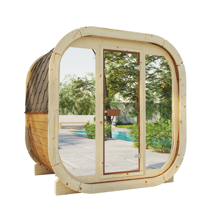 SaunaSupply EKE 160 Black Edition Thermowood Outdoor Cube Sauna - 3/4 Person