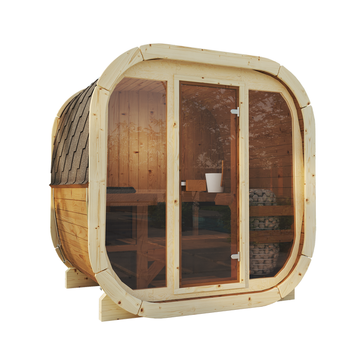 SaunaSupply EKE 160 Black Edition Thermowood Outdoor Cube Sauna - 3/4 Person