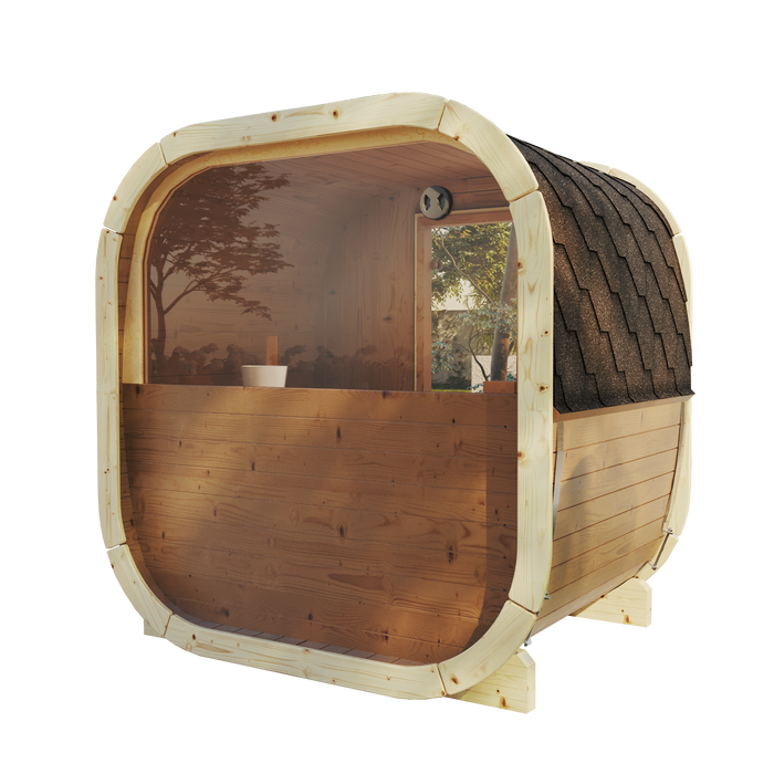 SaunaSupply EKE 160 Black Edition Thermowood Outdoor Cube Sauna - 3/4 Person