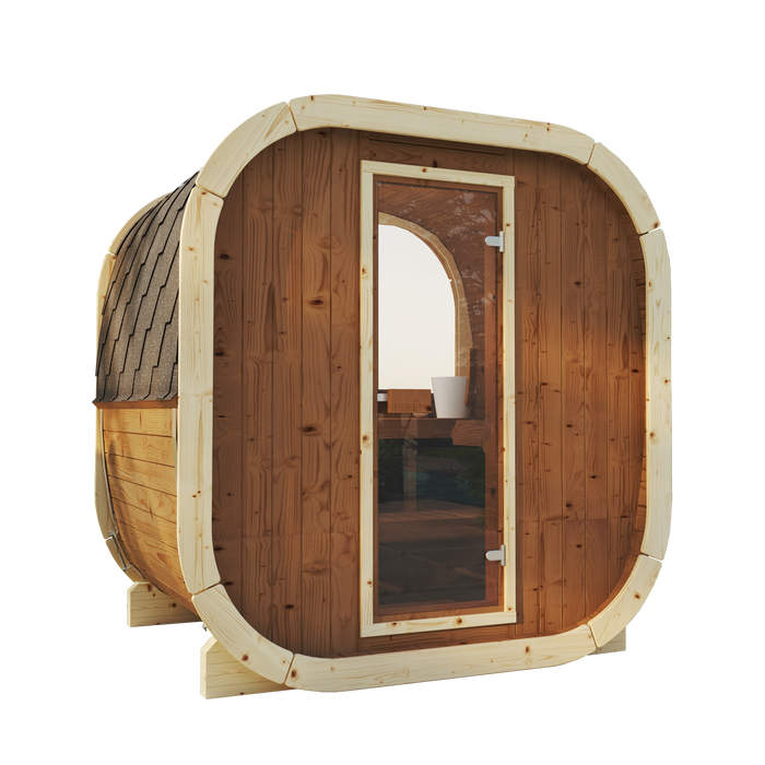 SaunaSupply EKE 160 Black Edition Thermowood Outdoor Cube Sauna - 3/4 Person