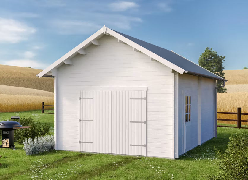 Polhus Garage Henrik 24m wooden log garage exterior