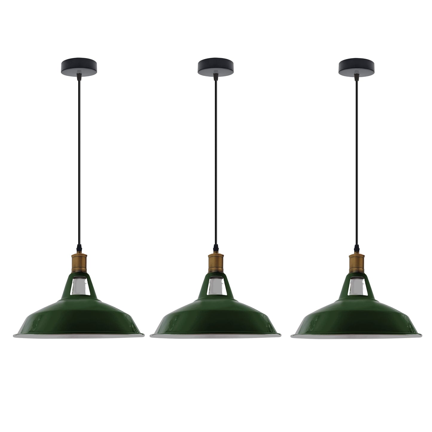 Retro Lustre Suspension Industrielle Plafonnier Abat-jour en métal 3PCS