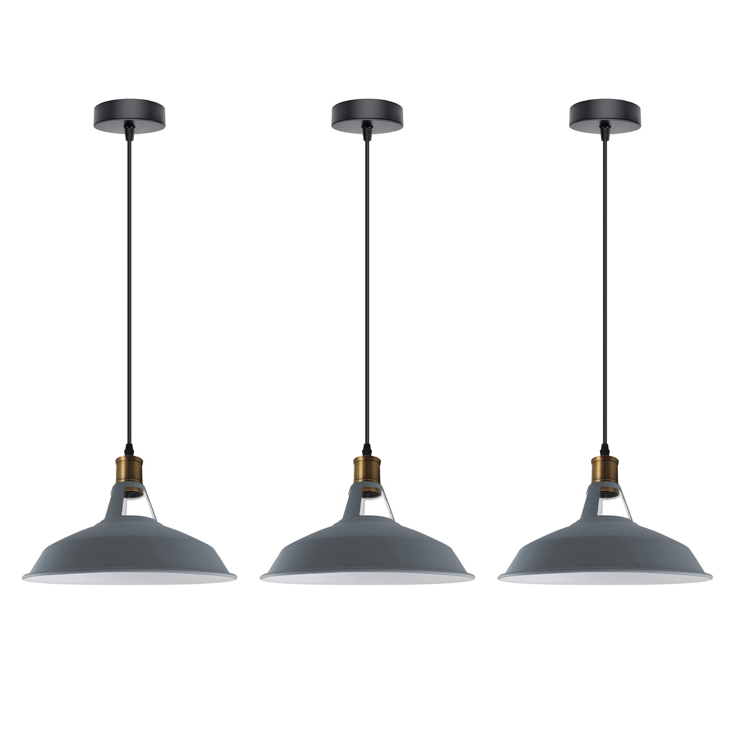 Retro Lustre Suspension Industrielle Plafonnier Abat-jour en métal 3PCS