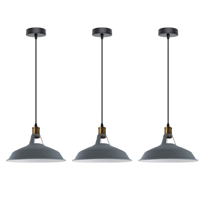 Retro Lustre Suspension Industrielle Plafonnier Abat-jour en métal 3PCS