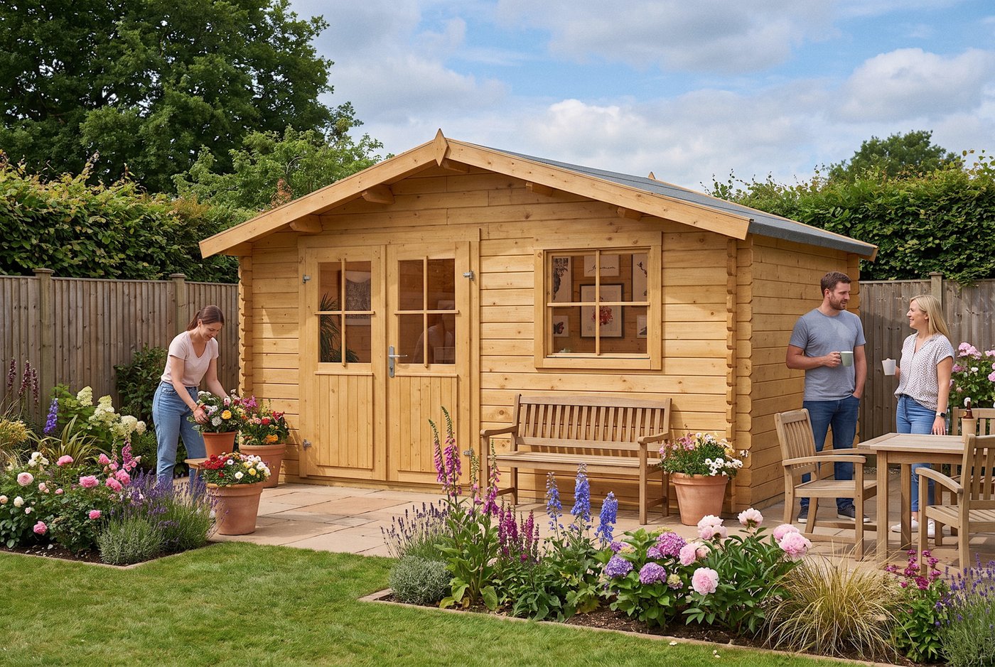 Gorliz Combo Shed 4m x 2.98m wooden garden shed lifestyle