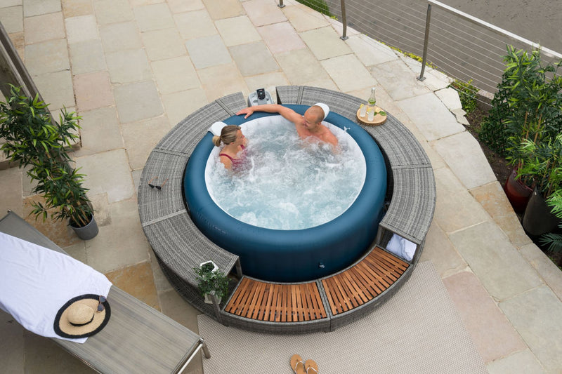 Grey rattan hot tub surround accessories