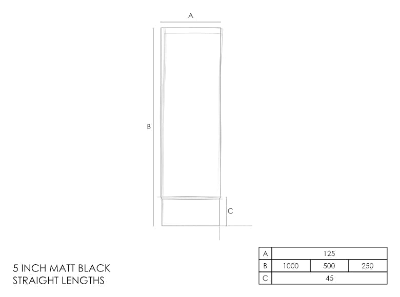 Matt Black Straight Stove Pipe, 5” Inch | DuraFlue