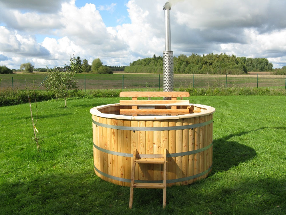 8-person premium Ø6.5ft big wooden hot tub + Wood Burning Internal Stove