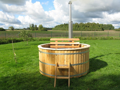 8-person premium Ø6.5ft big wooden hot tub + Wood Burning Internal Stove
