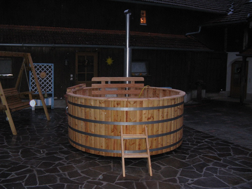WOOD burning HOT TUB + internal heater SIBERIAN LARCH + Ø 2.4 METERS + FOR UP TO 12 PEOPLE