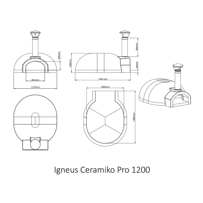 Igneus Ceramiko Pro 1200 Wood Fired Pizza Oven