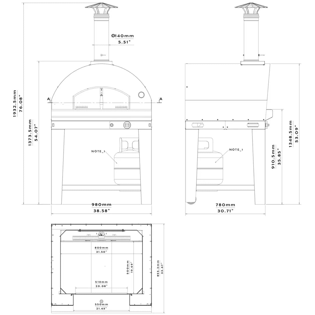 Fontana Mangiafuoco Gas Countertop Pizza Oven