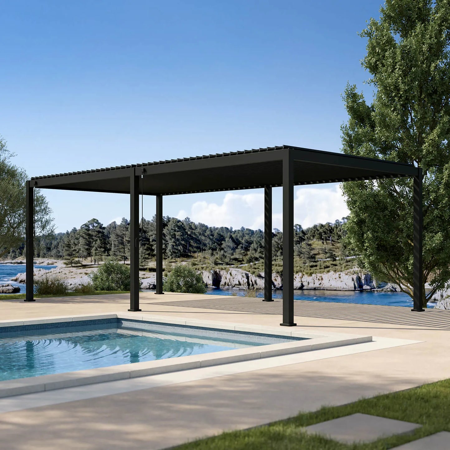 Mirador Infinite Pergola — 12'×24' | Charcoal
