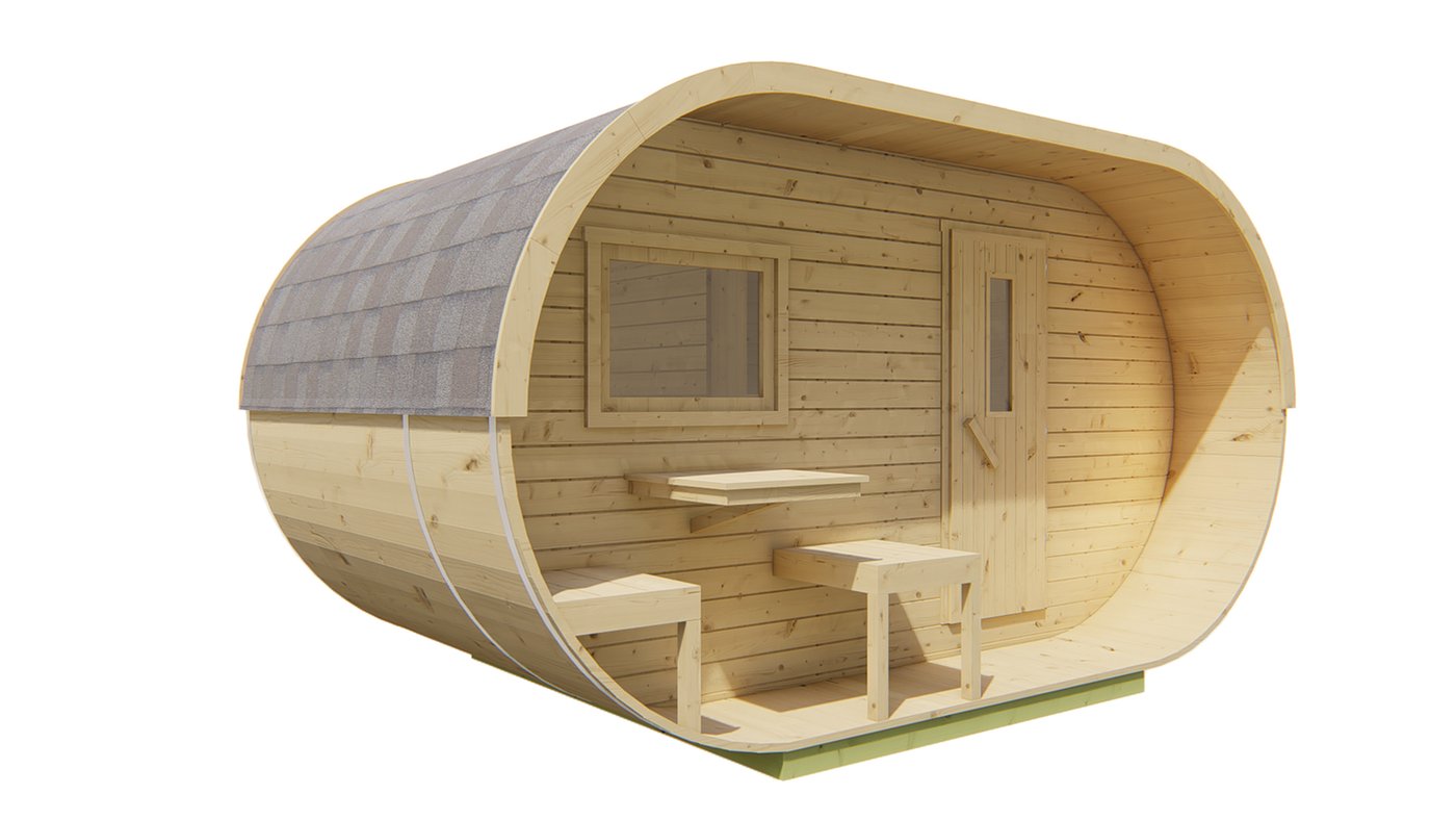 Oval Sauna Pod window and door detail