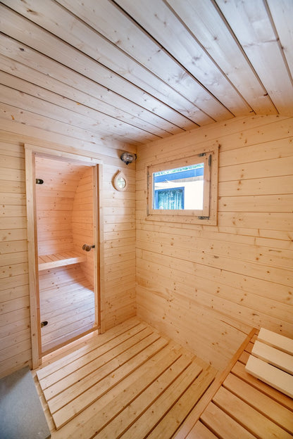 Oval Sauna Pod roof shingles close-up