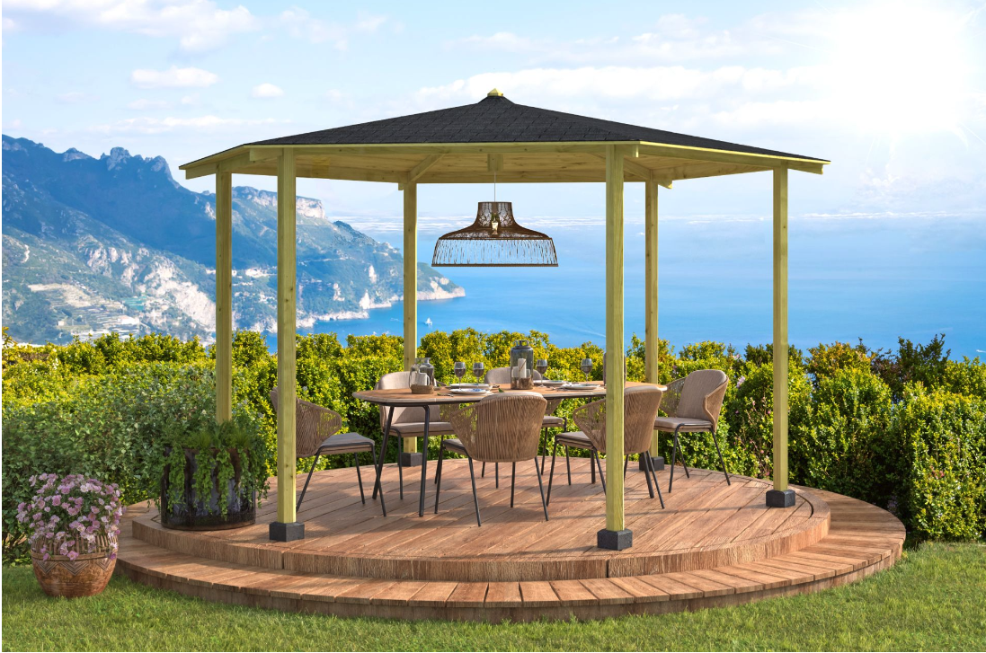 Large Hexagonal Gazebo 4m Diameter