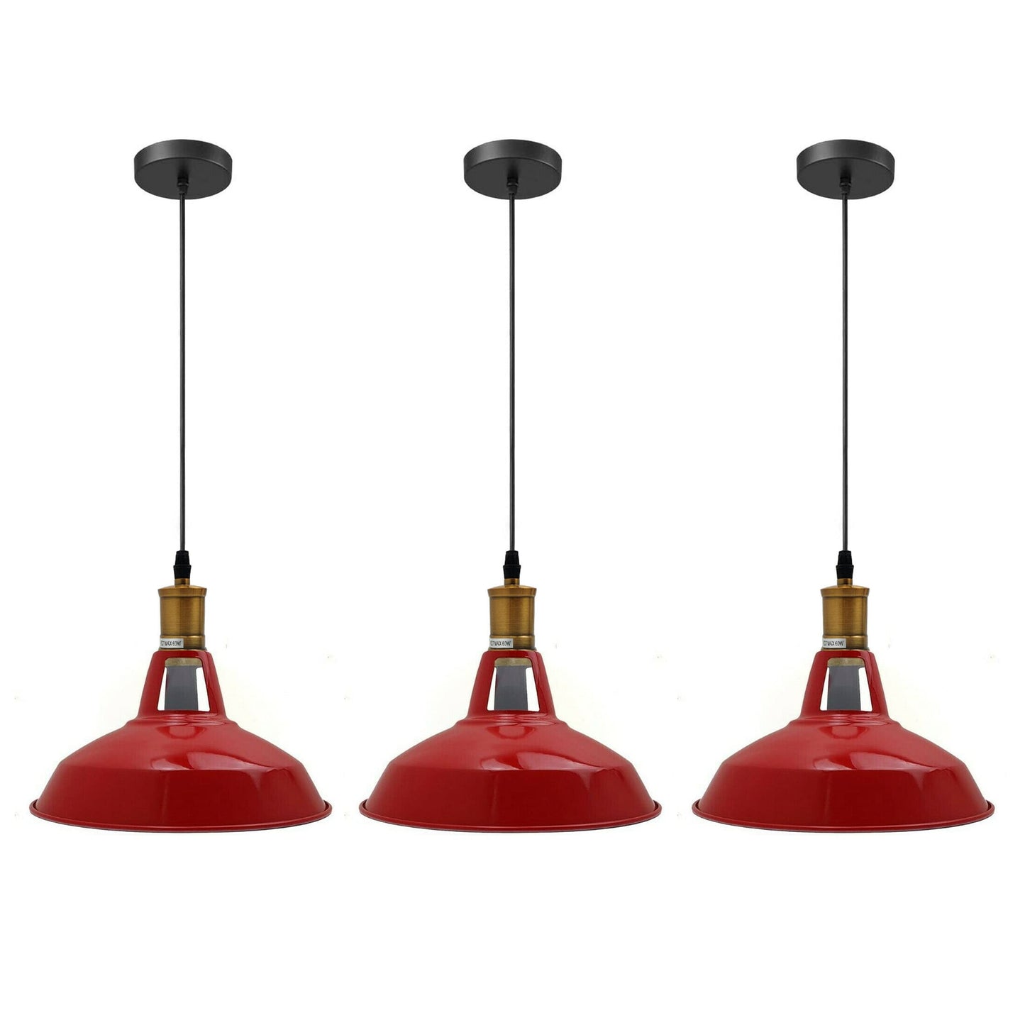 Retro Lustre Suspension Industrielle Plafonnier Abat-jour en métal 3PCS