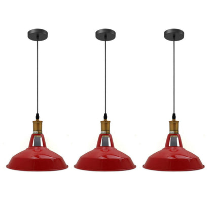 Retro Lustre Suspension Industrielle Plafonnier Abat-jour en métal 3PCS