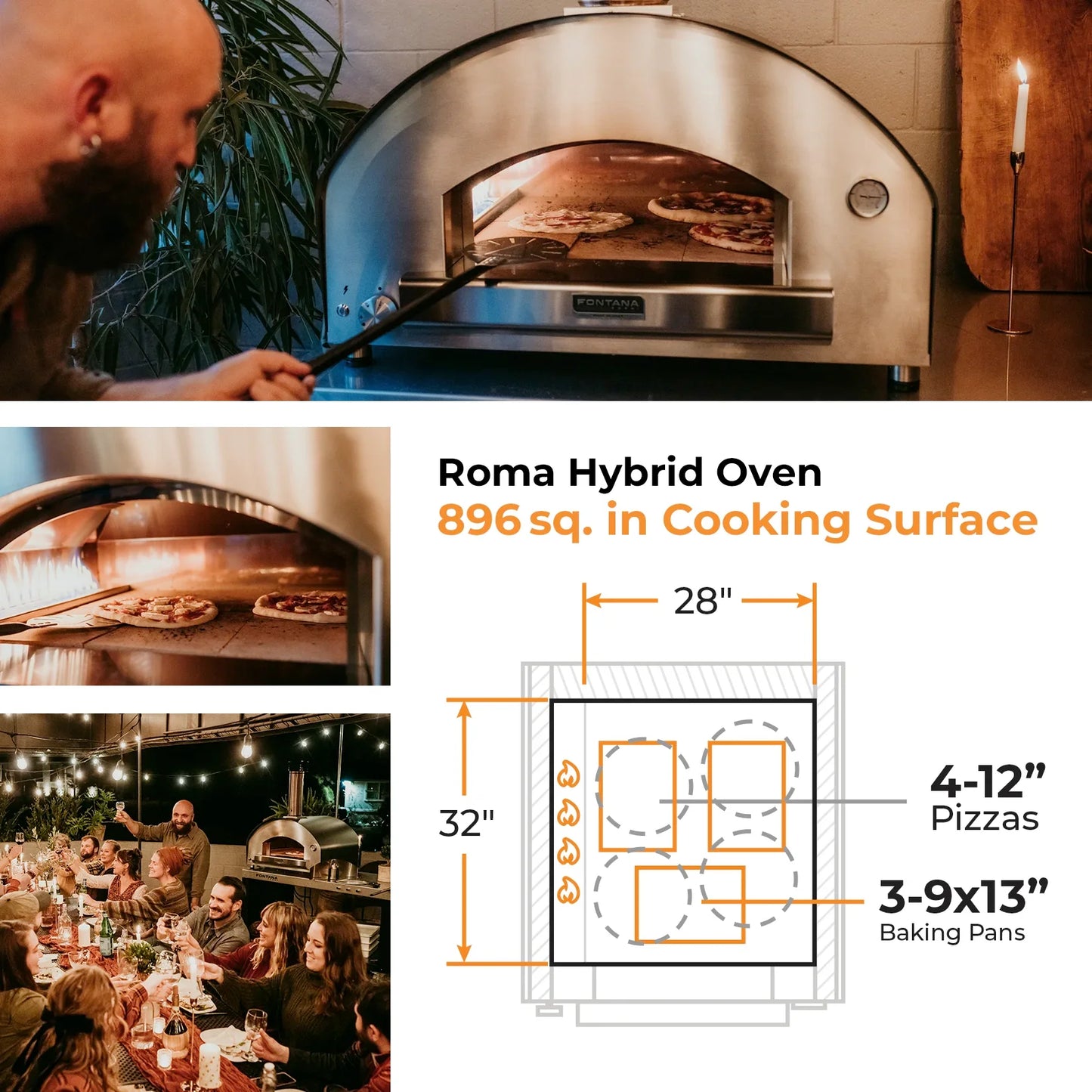 Fontana Roma Hybrid Gas & Wood-Fired Pizza Oven